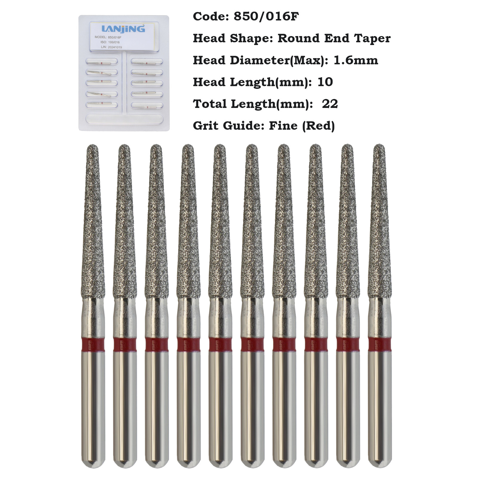 Dental Diamond Burs FG Round End Taper 856 850 Super Coarse Fine High Speed Burr