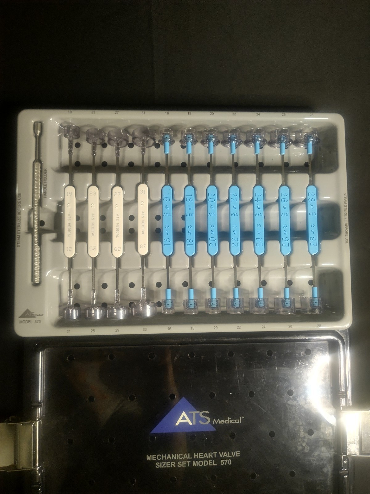 ATS Medical 570 Heart Valve Sizer Set Case Handle Used *READ DESCRIPTION*