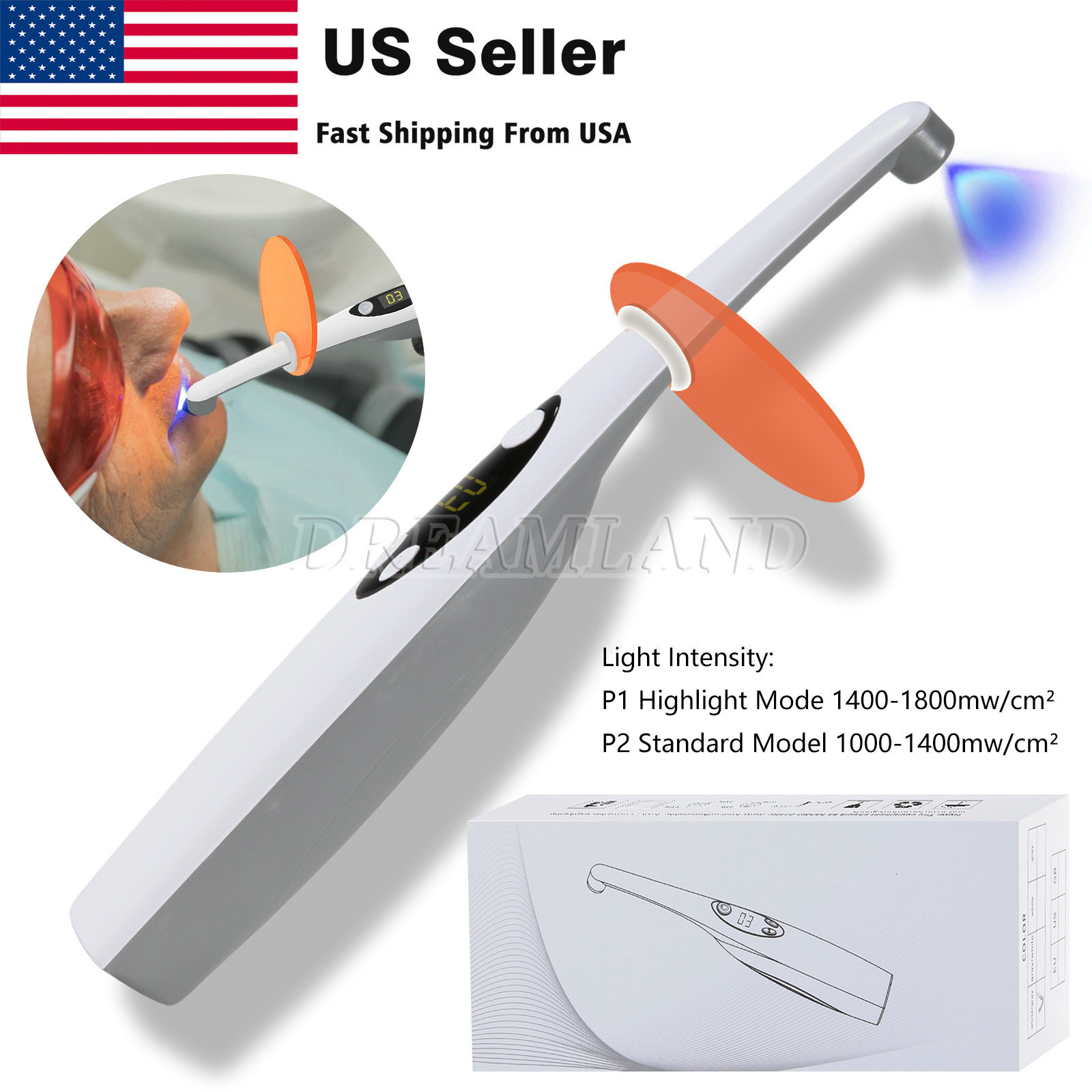 Dental LED Curing Light Cure Lamp Wireless Cordless Composite Resin 3S FDA