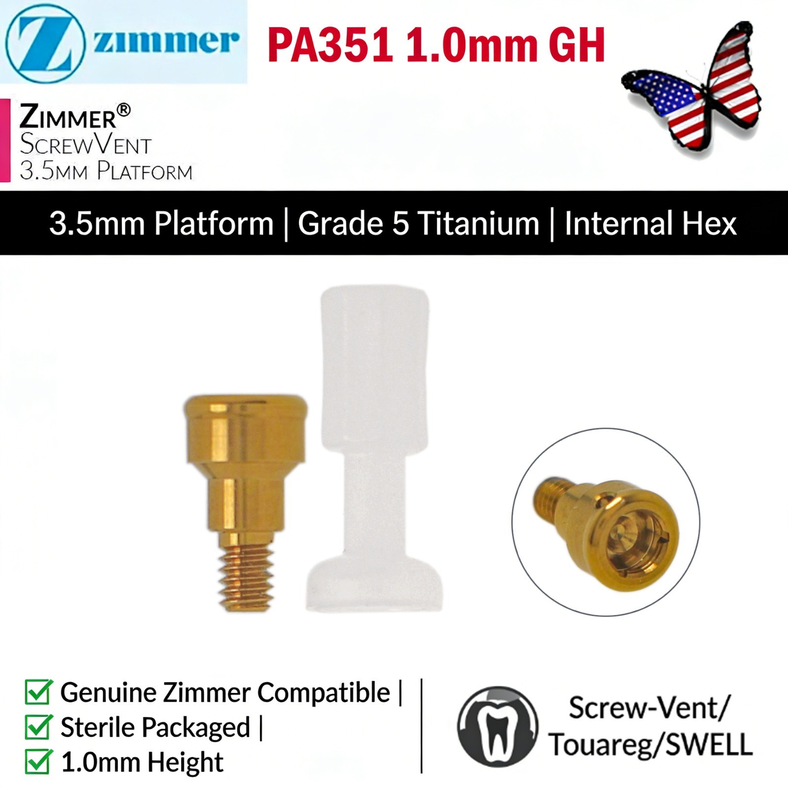 Locator Abutment 1–5mm for Zimmer TSV 3.5/4.5 Compatible MIS Adin Male Caps Tool