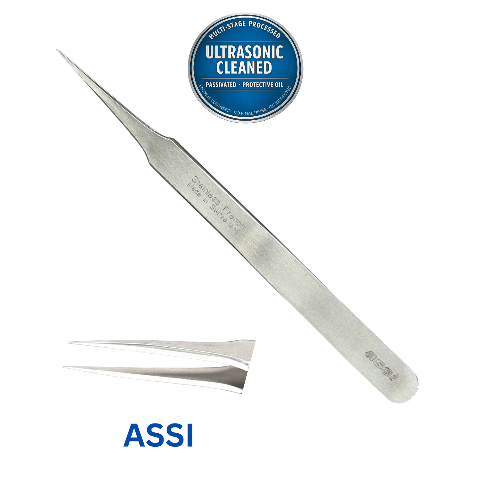 ASSI ASIM6212 Micro Forceps, Fine Straight Needle Tip, 12cm