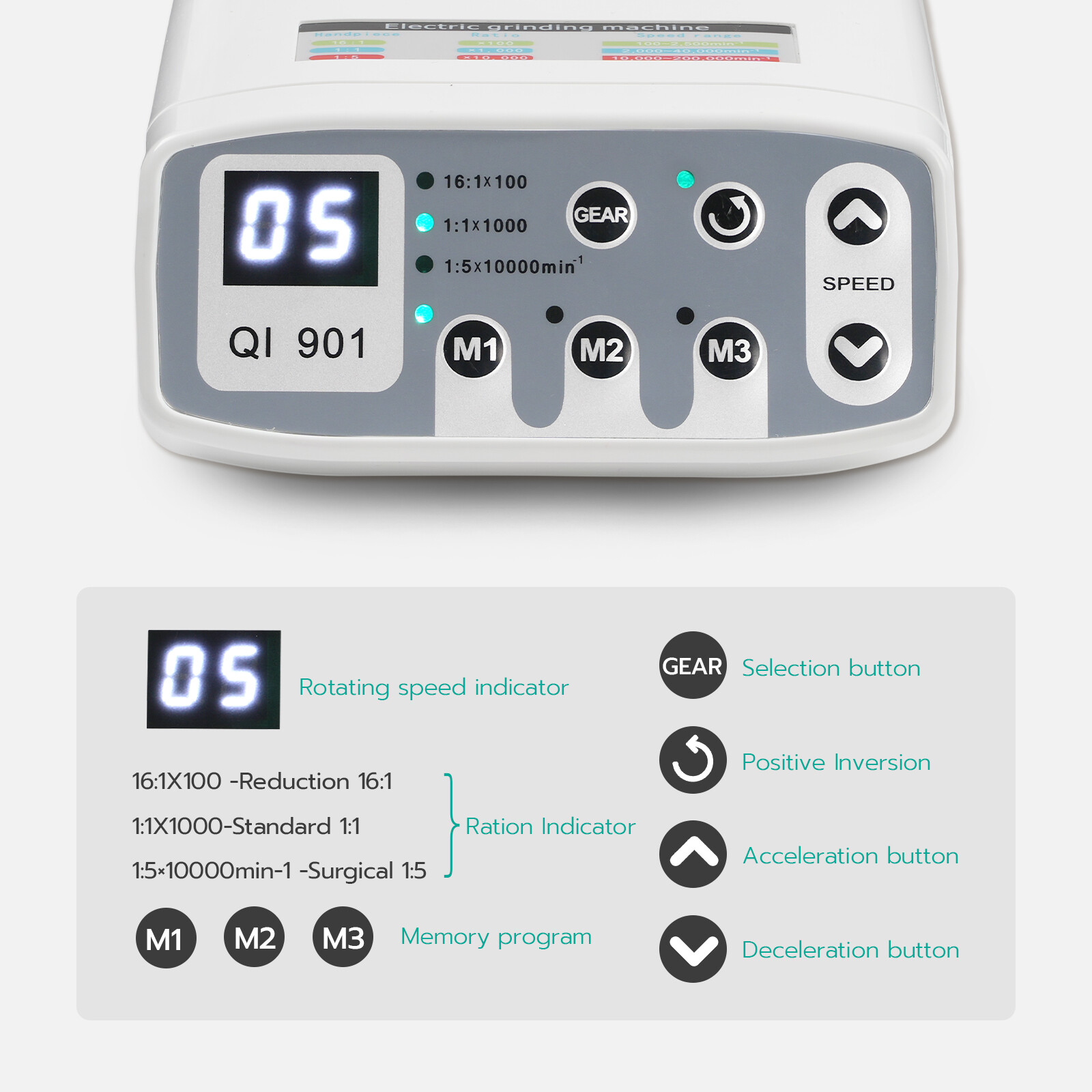 Dental LED Brushless Electric Micro Motor+1:1 Fiber Optic LED Handpiece