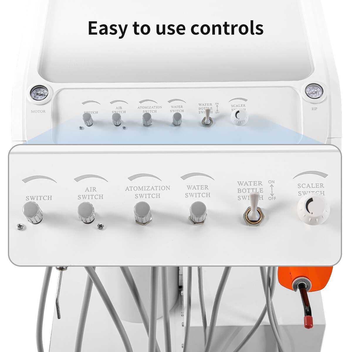 Dental Mobile Delivery Unit System 4 Holes Air Compressor Portable Suction Cart