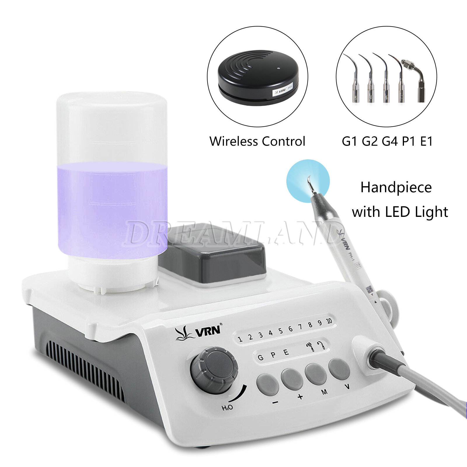 Dental Wireless Digital Ultrasonic Scaler w/ LED Detachable Handpiece VRN-A8 FDA