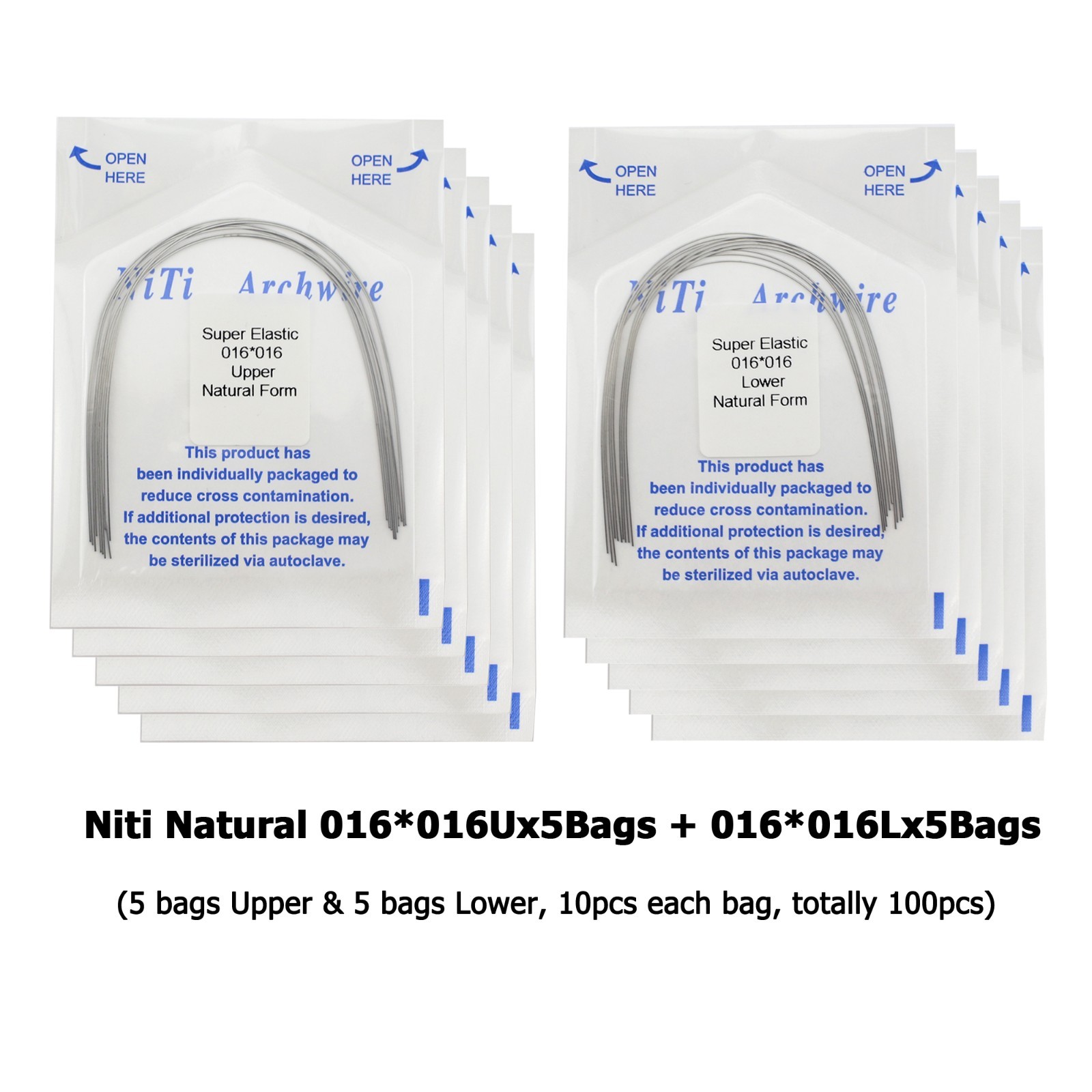 Dental Orthodontic Niti Arch Wire Ovoid Natural Form Round Rectangular 016 16×22