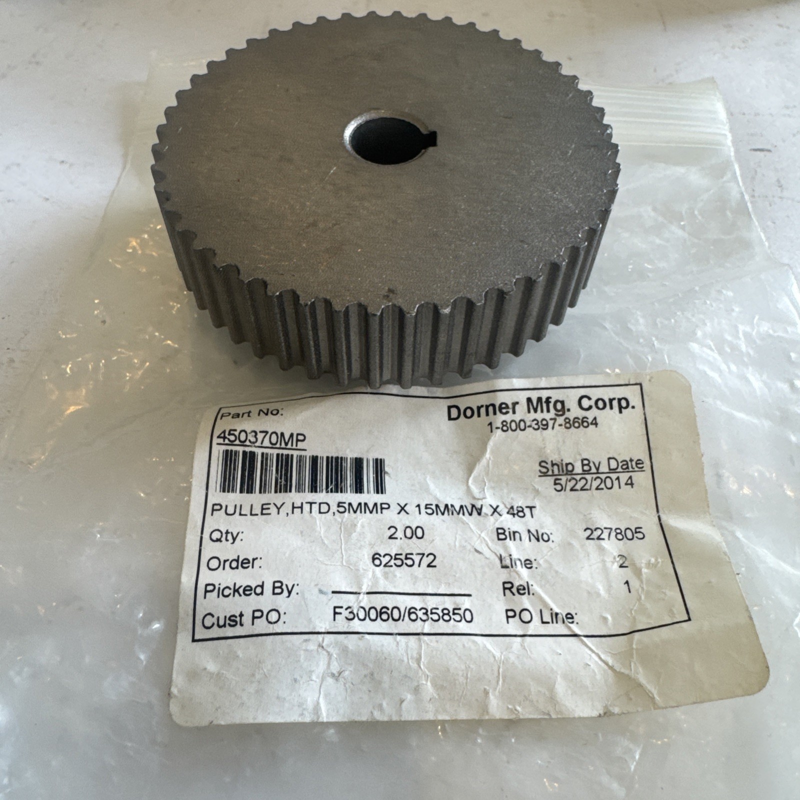 MARTIN Sprocket Spur Gear Bore 48Teeth DORNER Pulley-450370MP　5mmp X 15mm