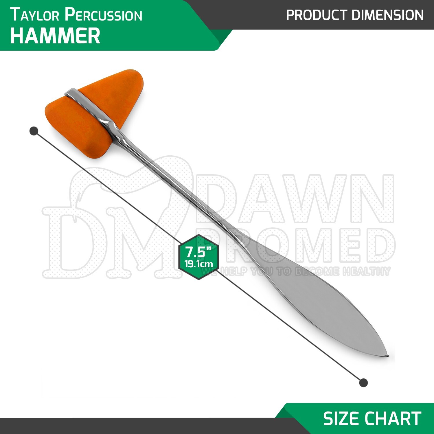 Orange 7.5″ Taylor Percussion (Reflex) Hammer Medical Surgical Inst German Grade