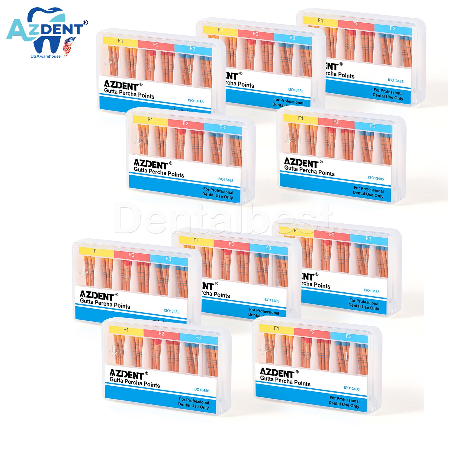 600Pcs Dental Gutta Percha Points Eododontics Obturating Points F1 F2 F3 & Scale