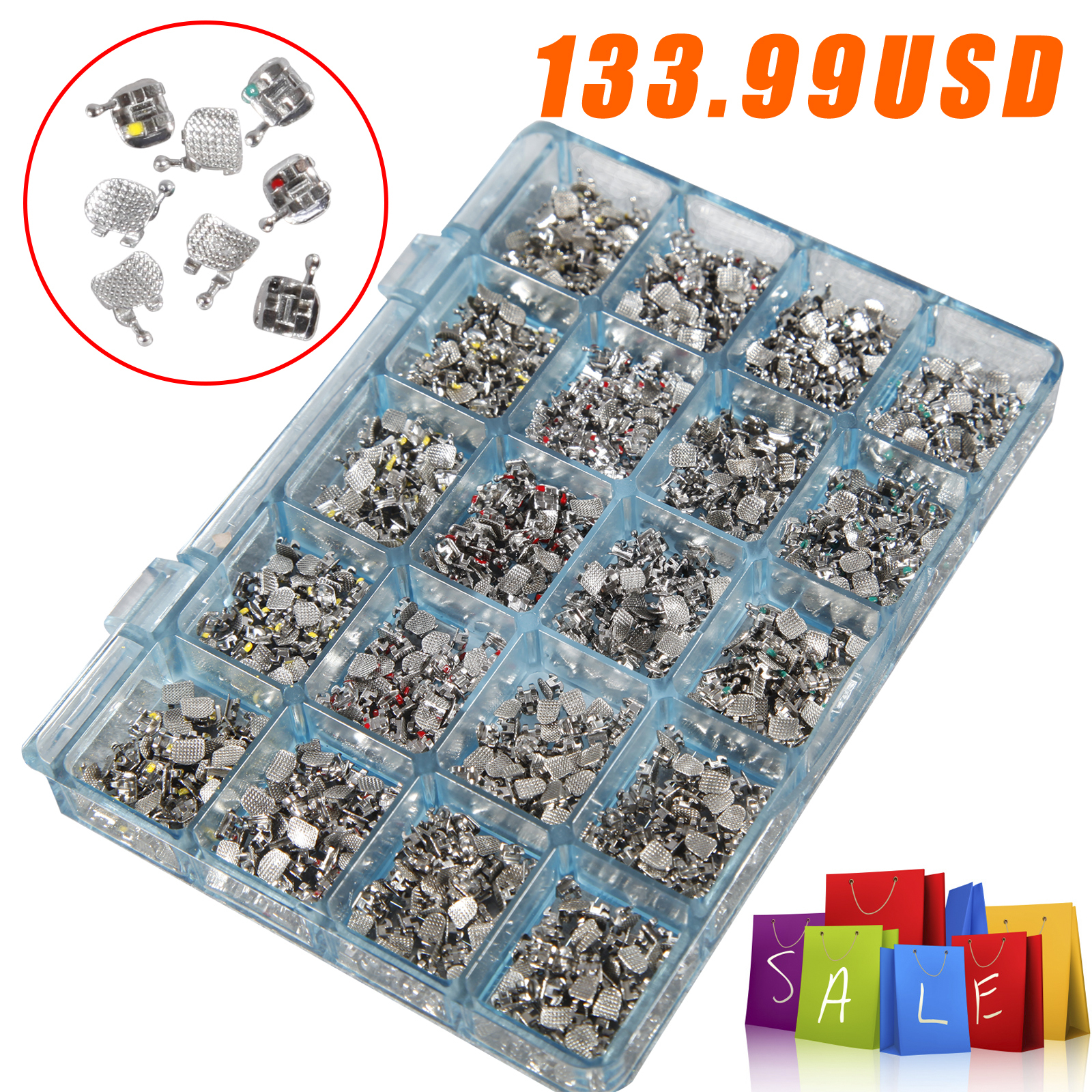 1000pcs Dental Metal Orthodontics Brackets Brace MINI Roth.022 345 Hooks Sale #2