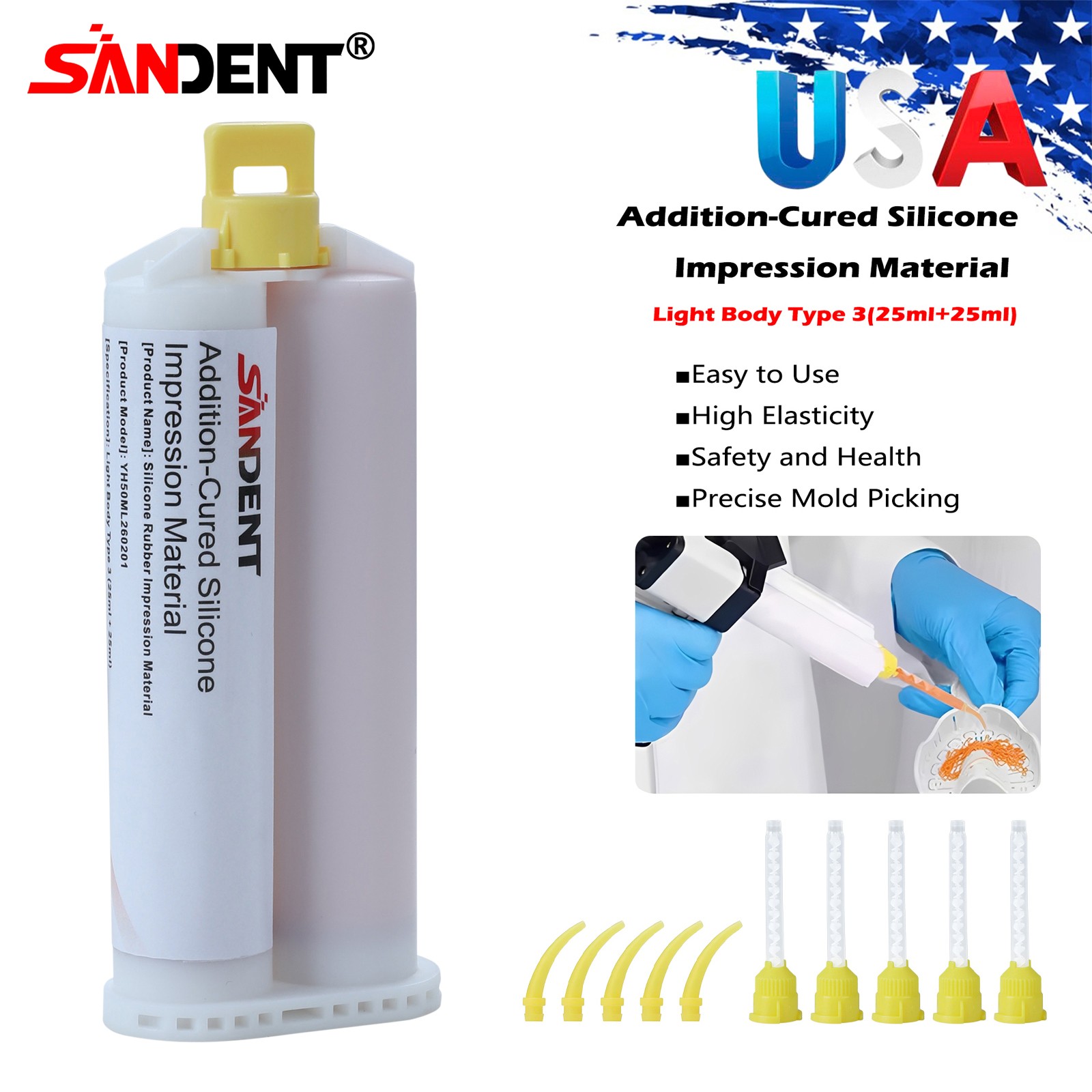 REGULAR SET Light Body Dental Impression Material VPS 50ml 5 Tips