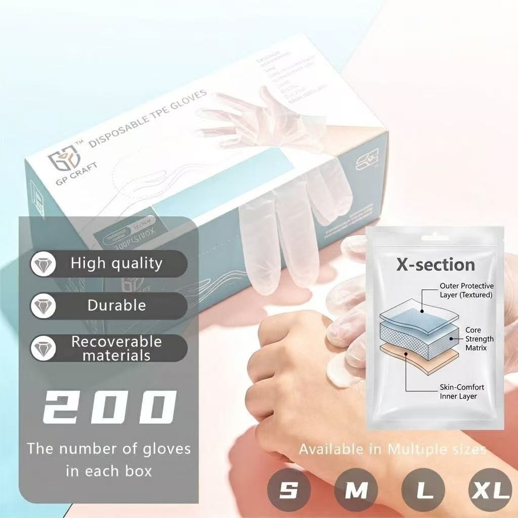 400-Count Clear TPE Disposable Gloves: Food Service & Powder-Free (M/L Sizes)