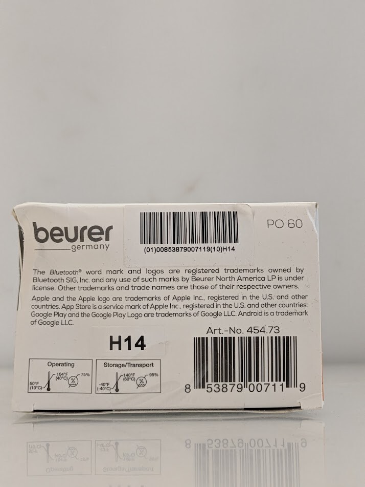 Beurer PO 60 Digital Pulse Oximeter with Bluetooth Blood Oxygen Saturation Count