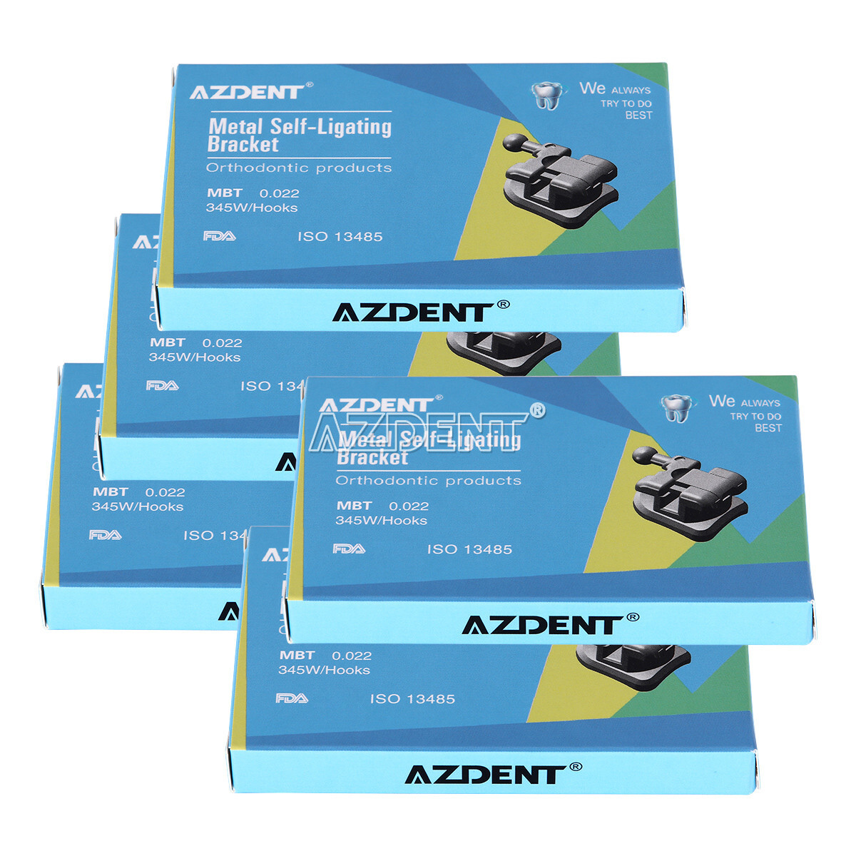 5X Brackets de Autoligado Ortodoncia Dental MBT 0.022 Ganchos 345 monobloque