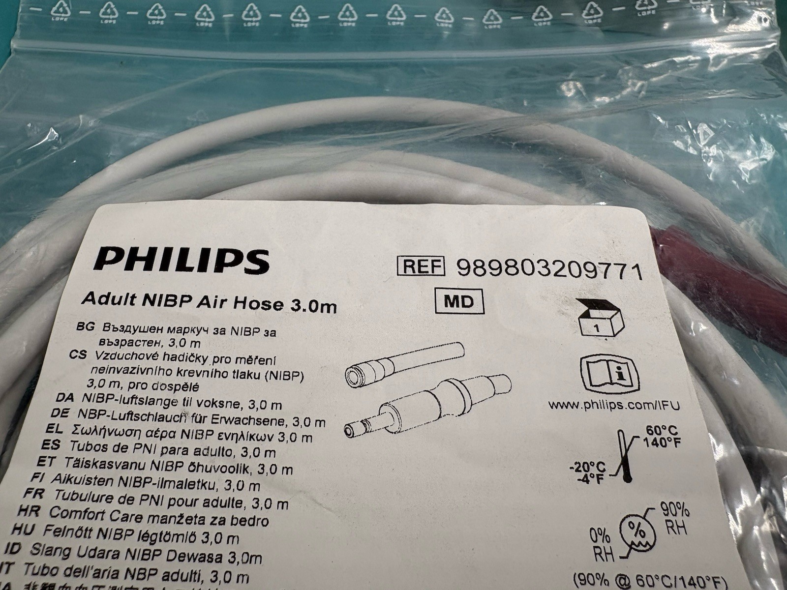 Lot of 6 x 989803209771 Philips Adult NIBP Air Hose 3.0m 10ft NEW