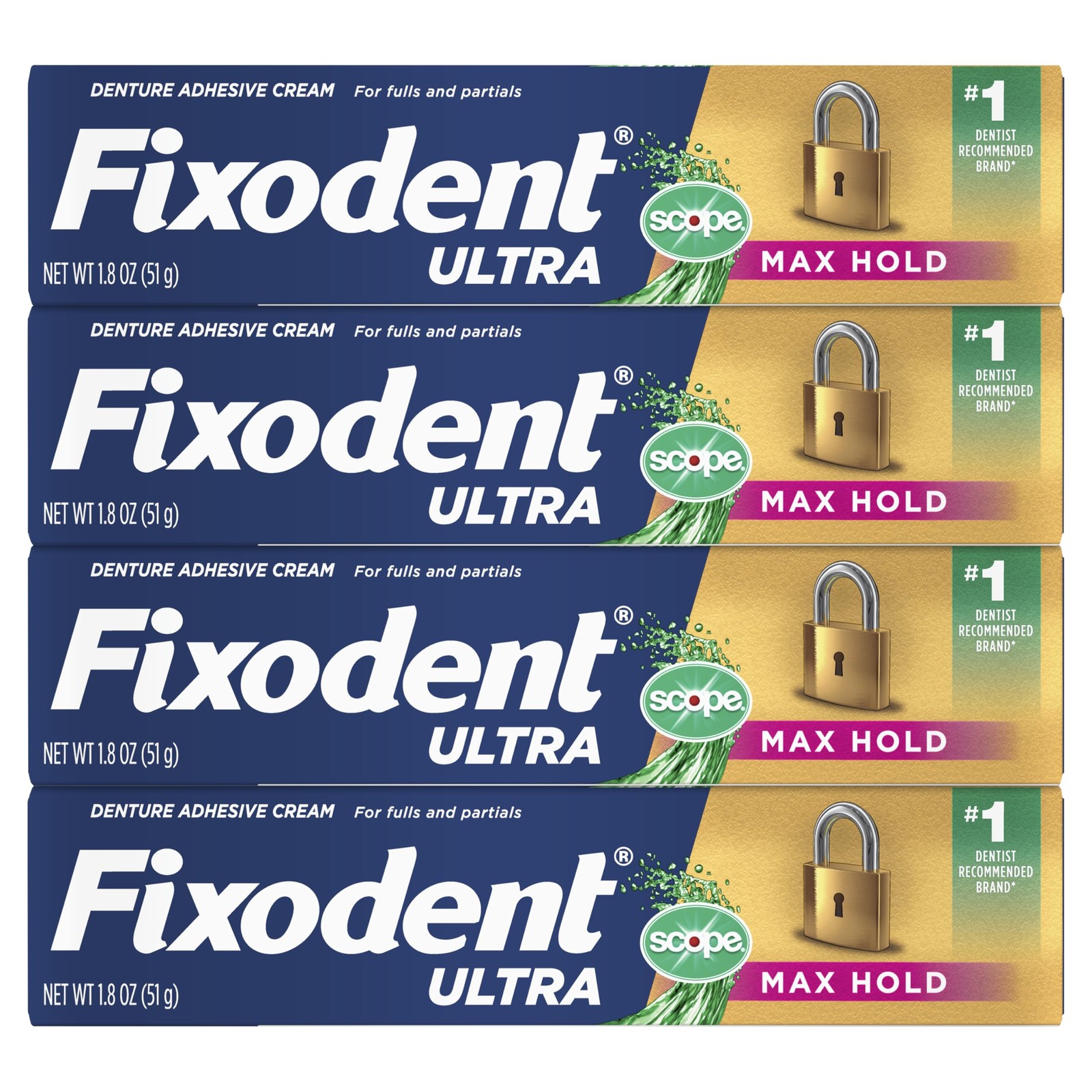 Ultra Max Hold Plus Scope Secure Denture Adhesive for Full and Partial Blue