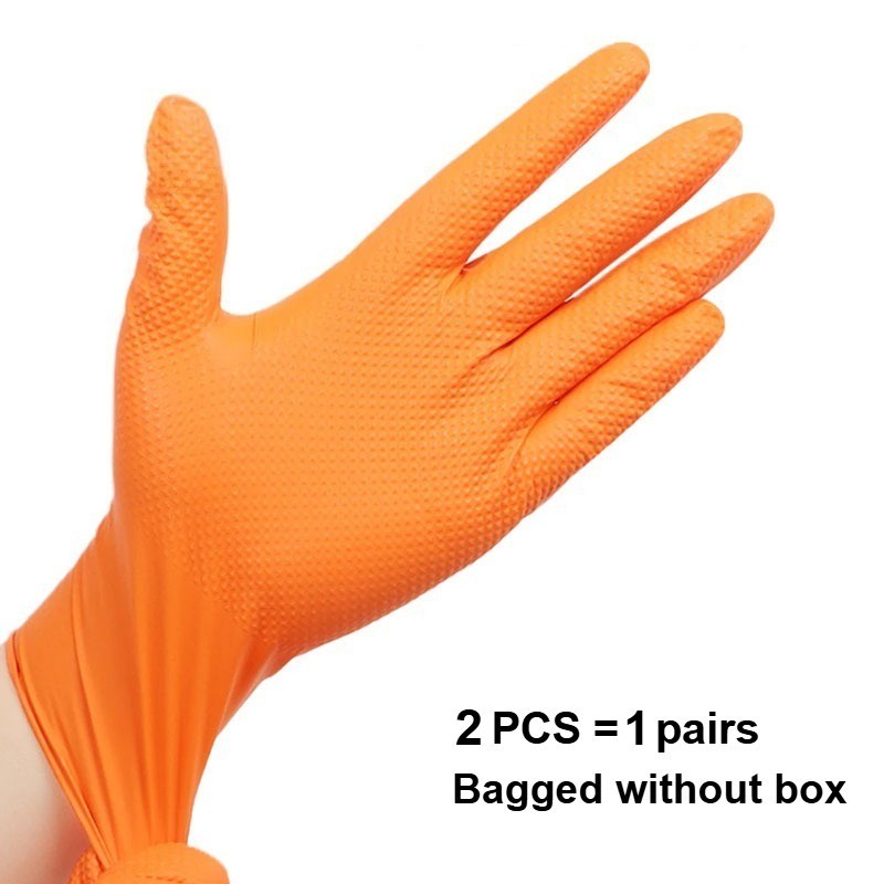 Orange Nitrile Disposable Gloves 8 Mil Raised Diamond Texture | Fast Ship