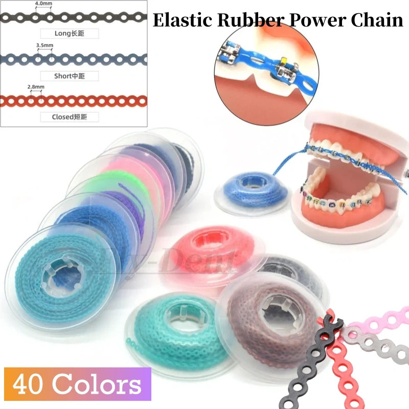 Dental Orthodontic Elastic Ligature Ties & Power Chain Teeth Brace Rubber Bands