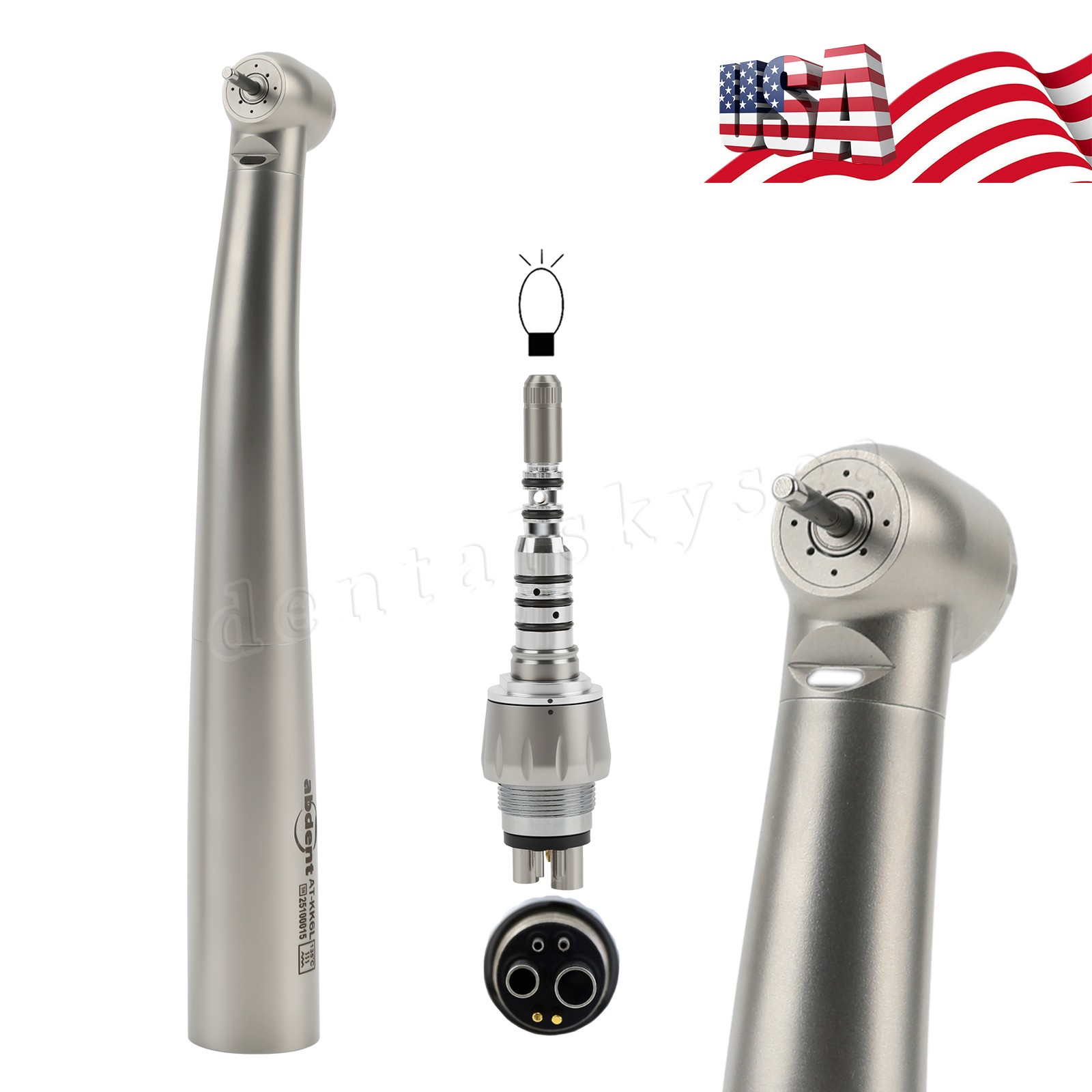 Abdent Dental High Speed Turbine Handpiece+6Hole LED Coupling Fit Kavo MULTIflex
