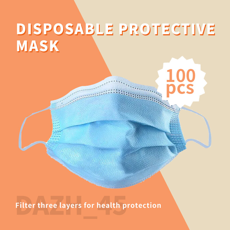 100pcs Premium Quality Blue Color 3-Layer Disposable Protection For Unisex Adult