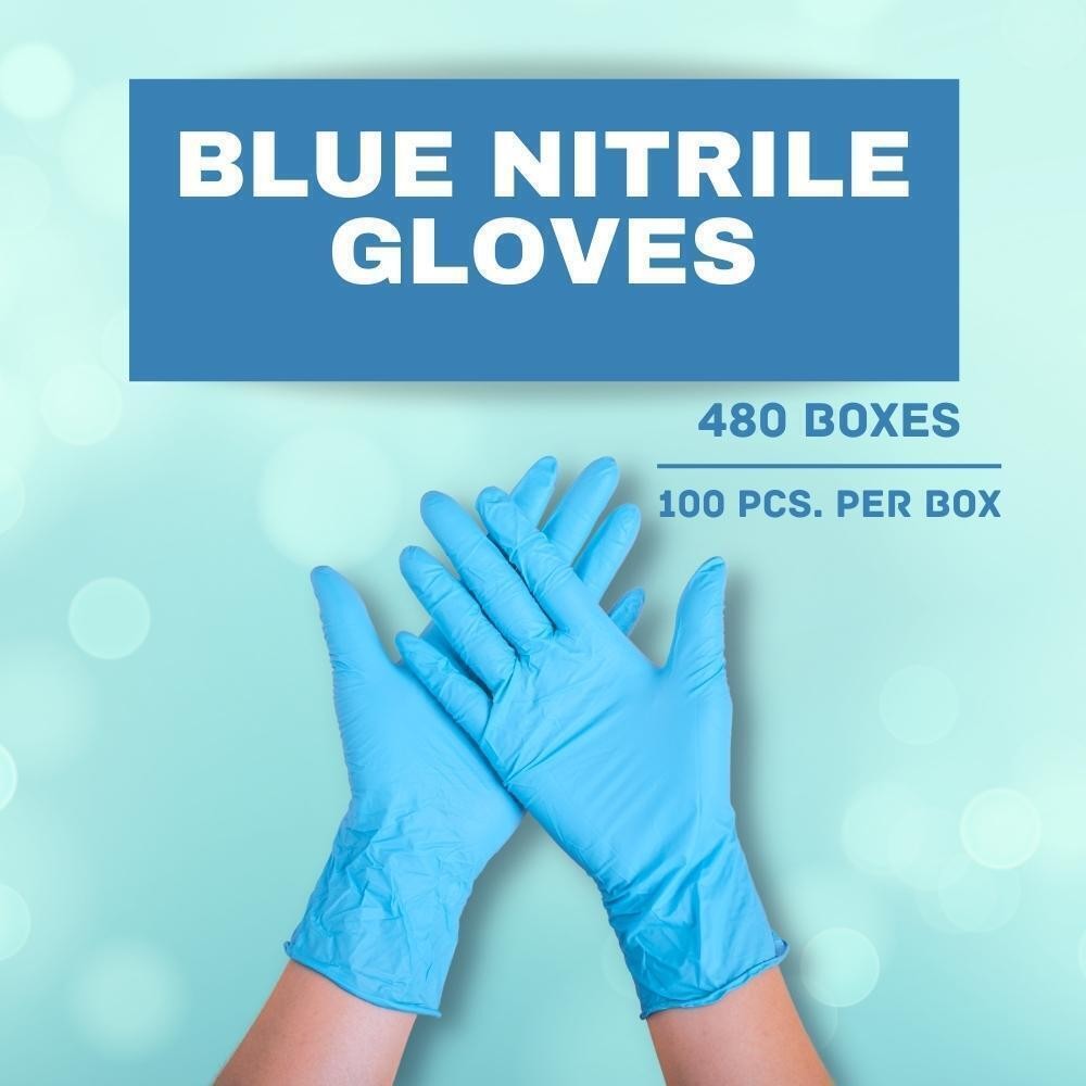 X-Large 3 Mil Textured Blue Nitrile Powder Free Gloves 48000 Pieces