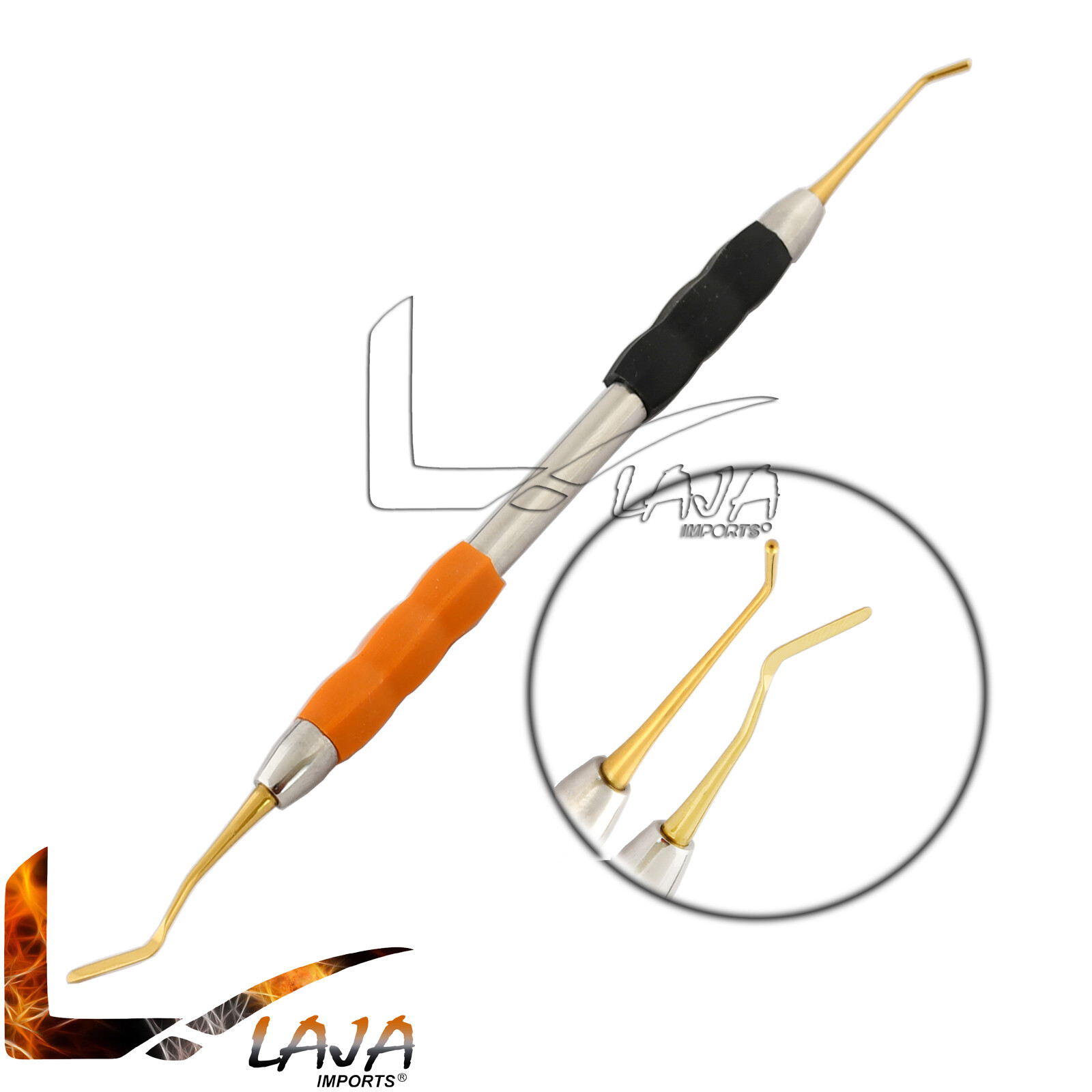 Orange/Black Silicon Grip Handle Dental Filling Surgical Instruments DN-2249