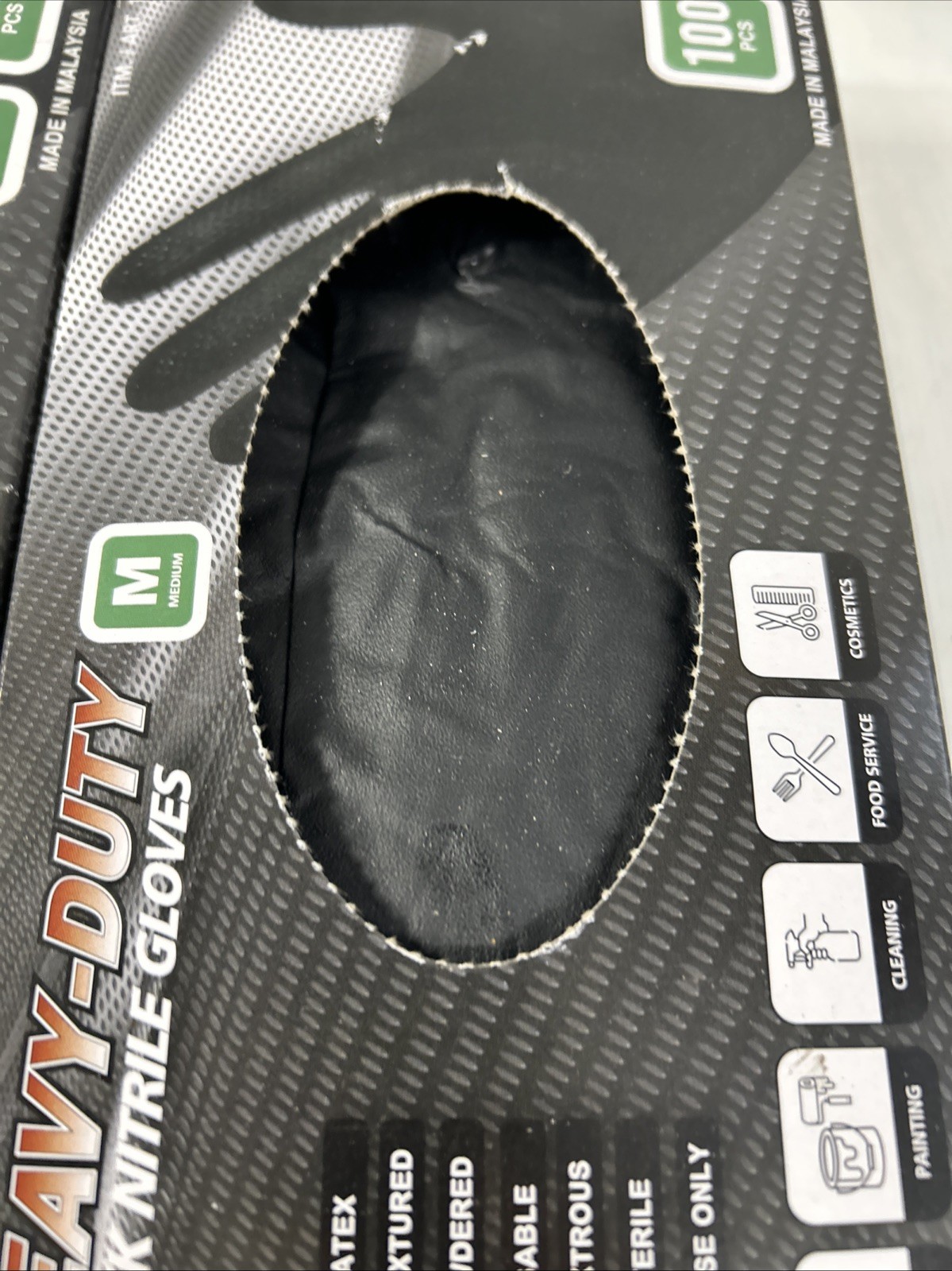 Lot of Heavy Duty Black Nitrile Exam Glove MED Textured Powder-Free Ambidextrous