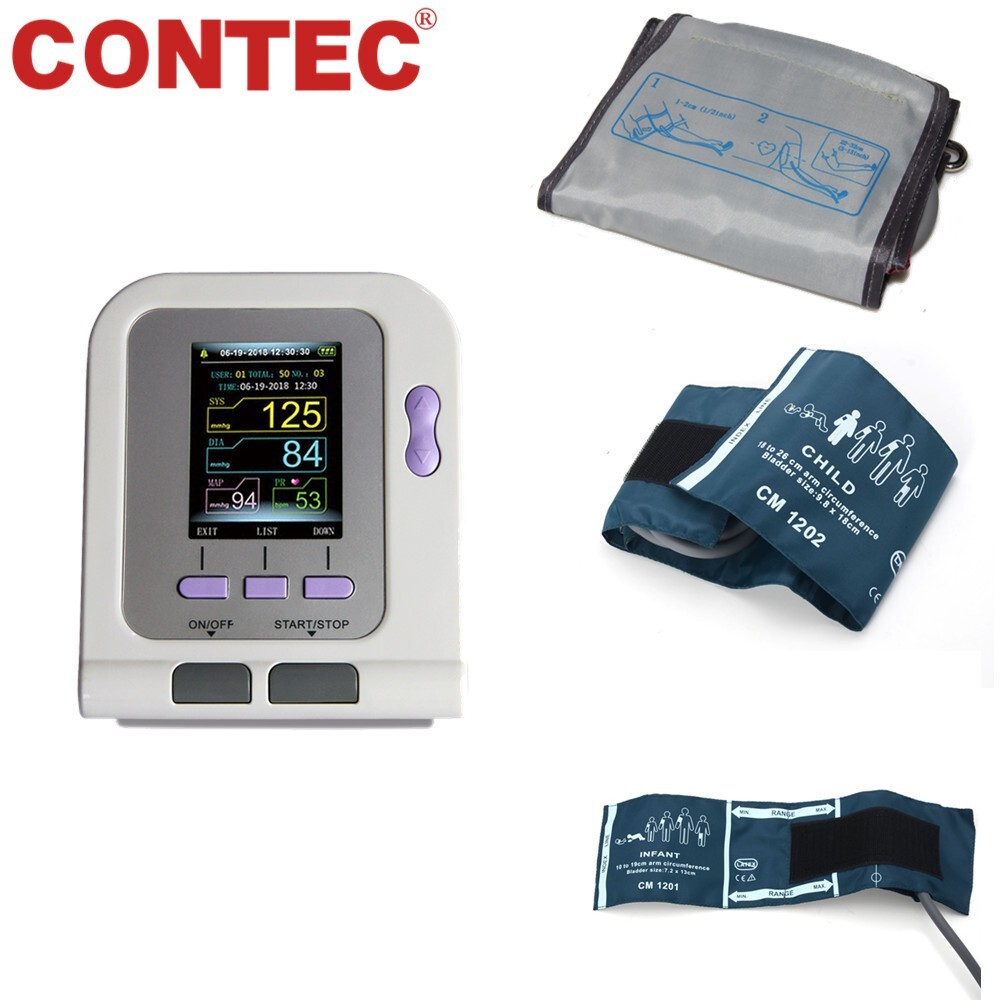 US Digital Upper Arm Blood Pressure Monitor NIBP Machine 3 Cuffs Adult Pediatric