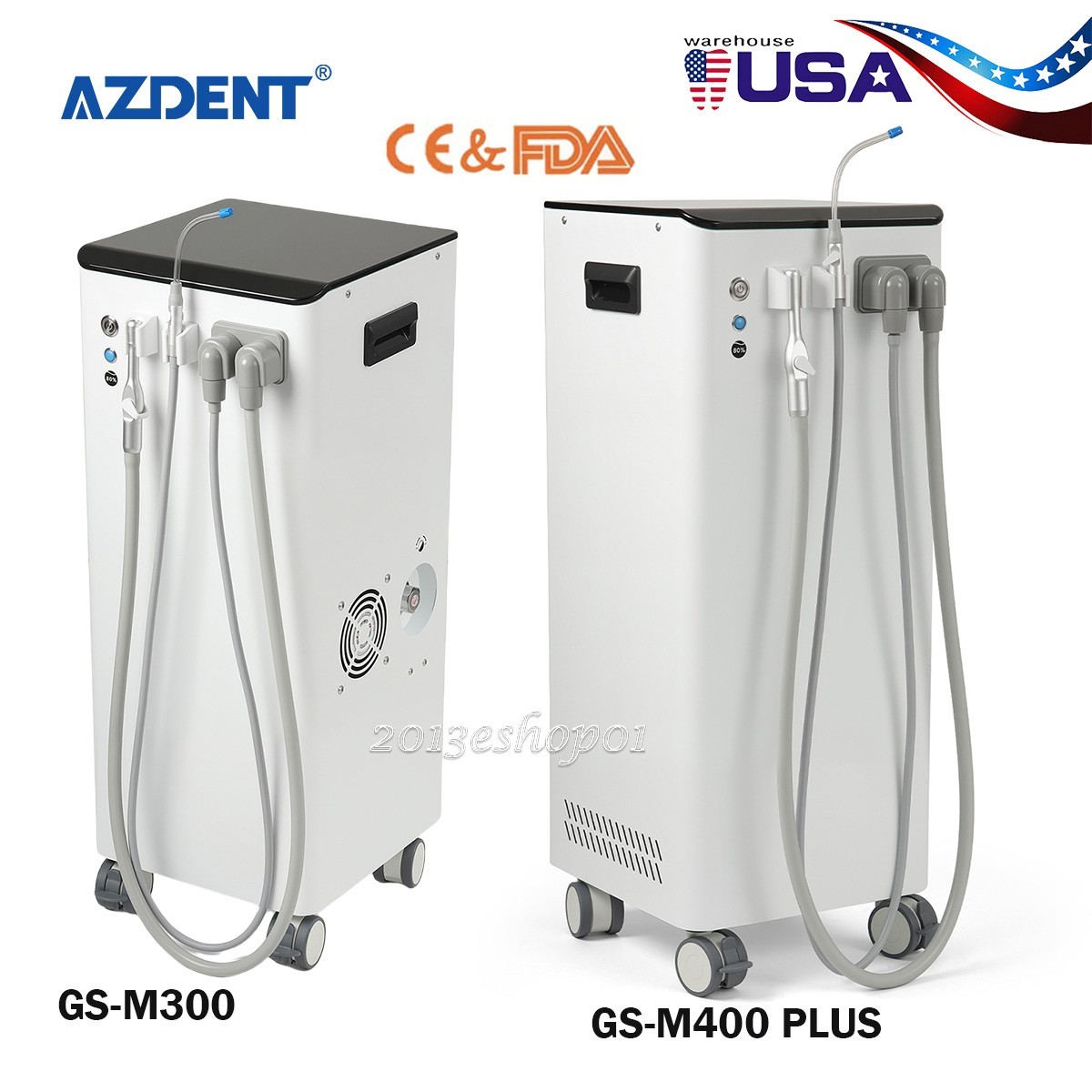 AZDENT Portable Dental Suction System Mobile Vacuum Pump Strong Suction FDA
