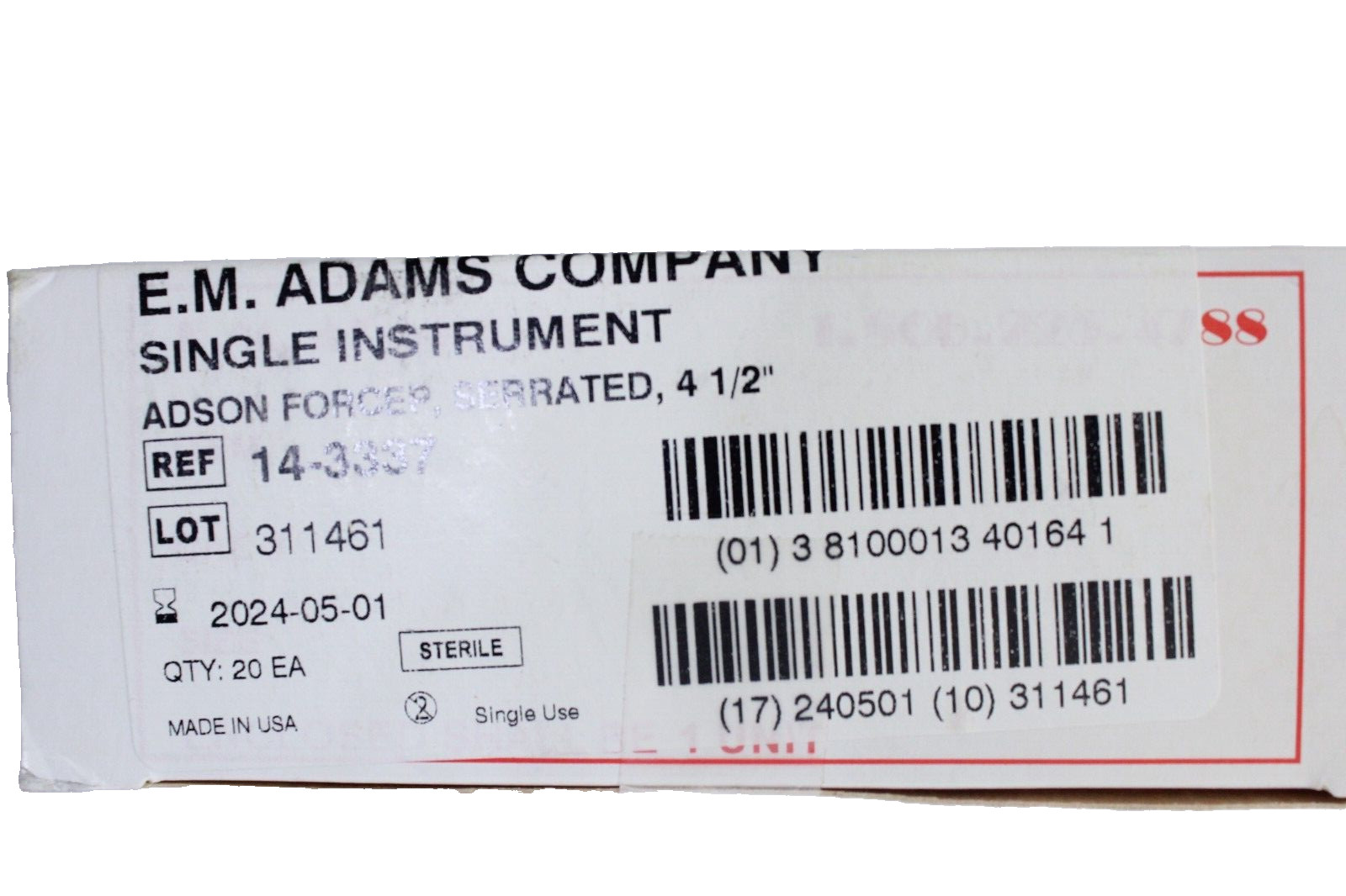 20-PACK / ADAMCO Adson Forceps, 4.75″, Straight, Serrated – 14-3337 – STERILE