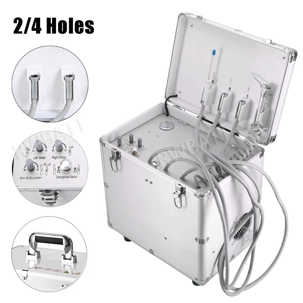 Portable Dental Delivery Unit Air Compressor Suction 4 Hole Mobile Treatment Box