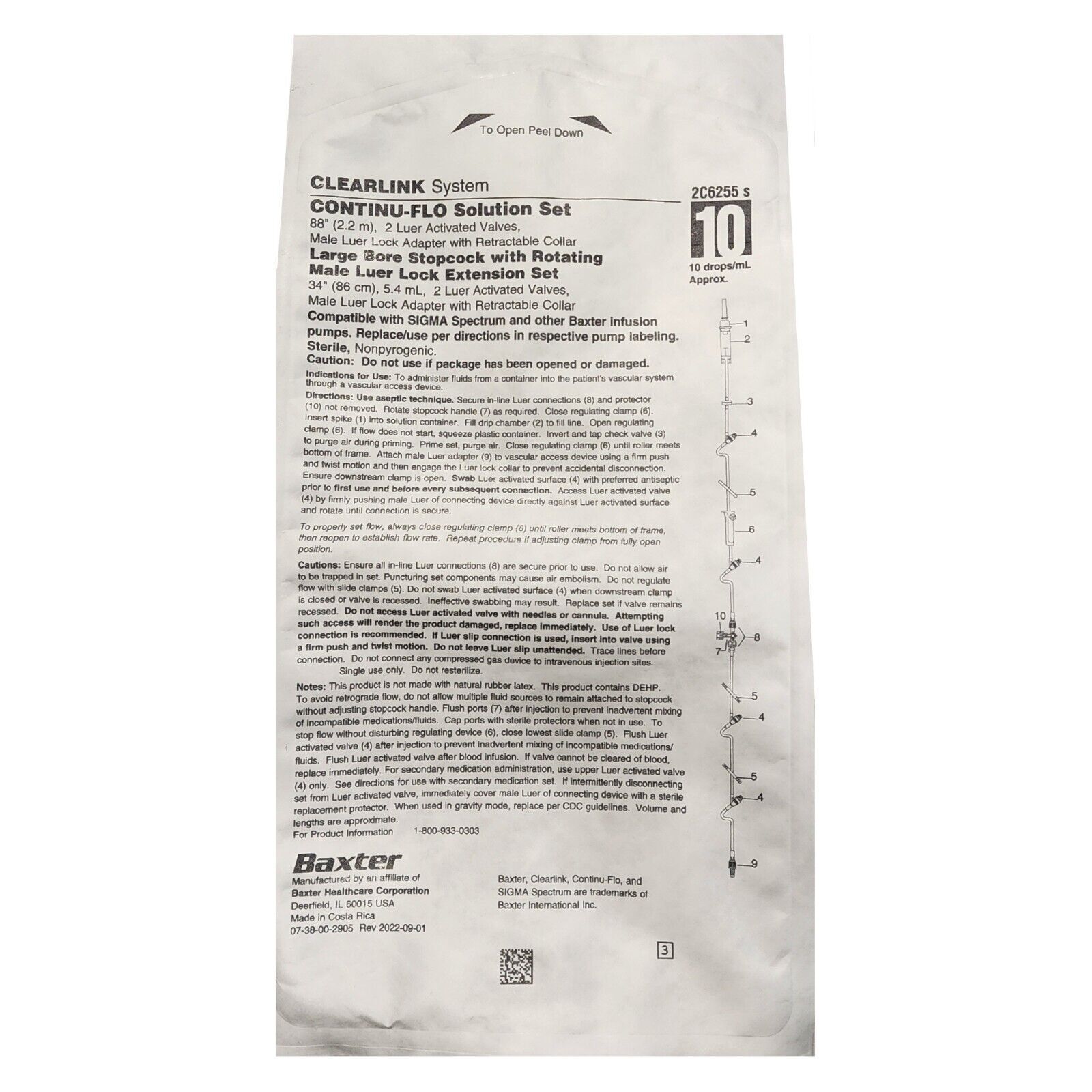 *1-Pack* Baxter Clearlink System 88″ Solution Set Sterile 2C6255