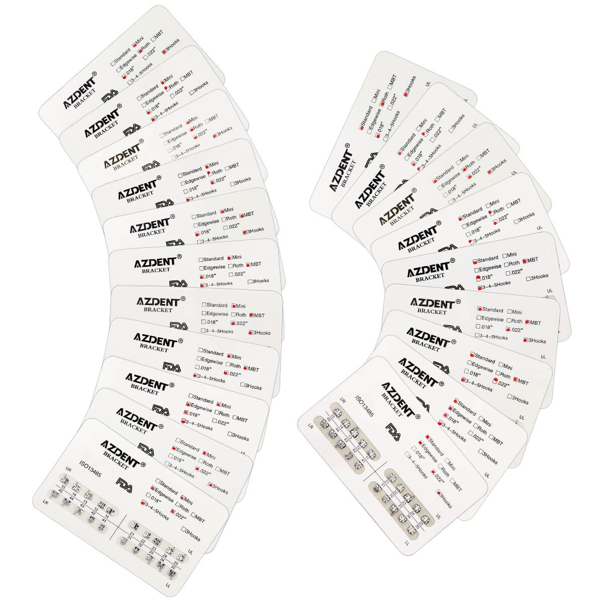 Dental Orthodontic Brace Brackets Mini Standard Roth MBT 022/018 Hooks 3/345