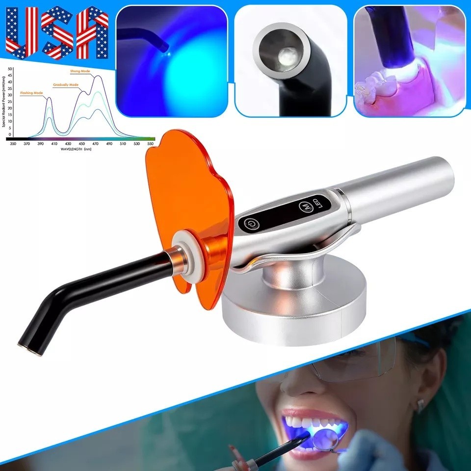 Dental Wireless Cordless LED Cure Curing Light Lamp 2000mw 5W Tool Resin Cure US