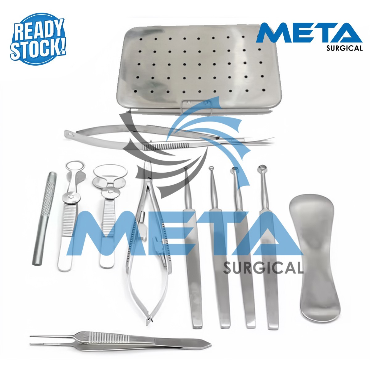 Chalazion Surgery Instruments Set 12 Pcs With Stainless Steel Box
