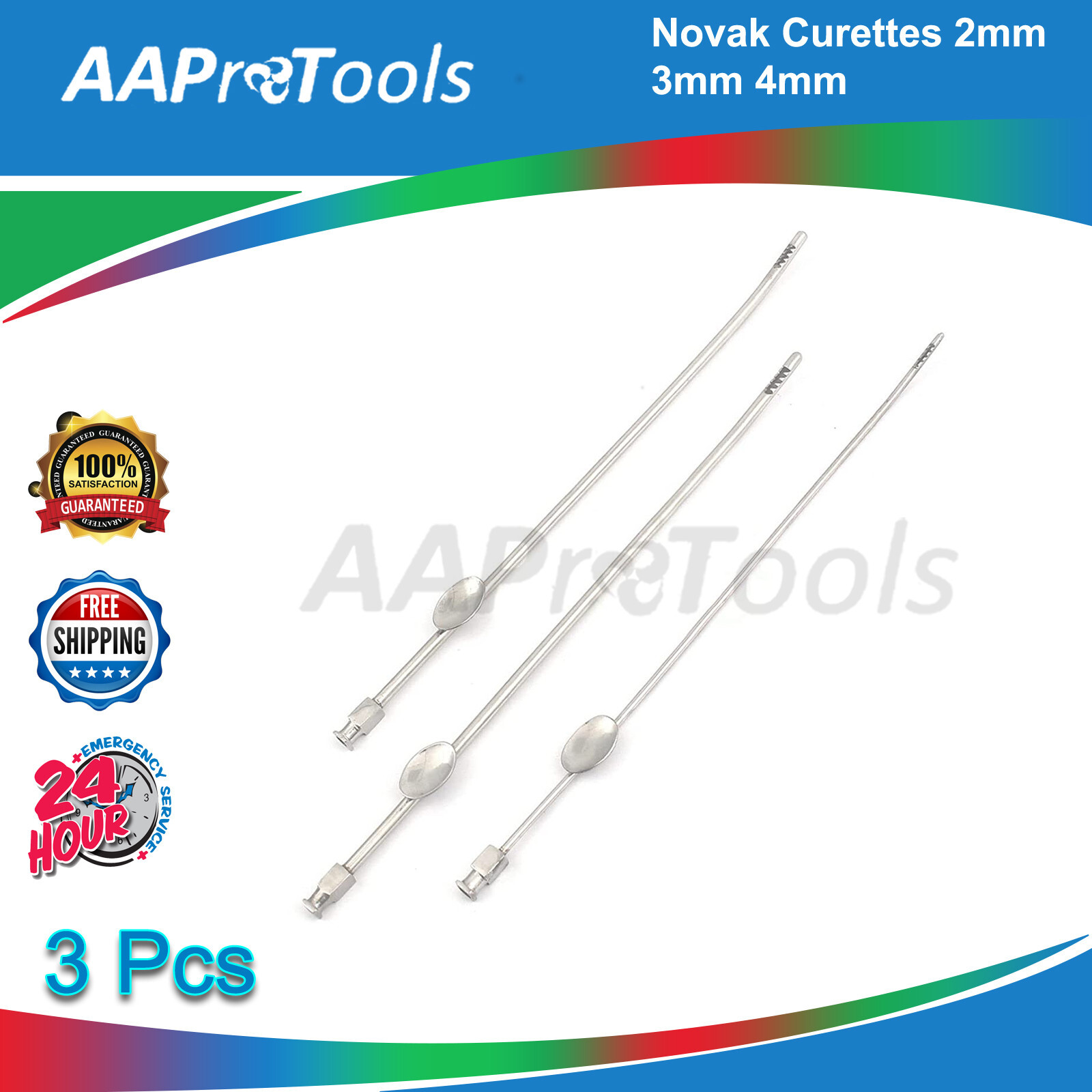 AAProTools 3 Piece Novak Curettes 2mm 3mm 4mm