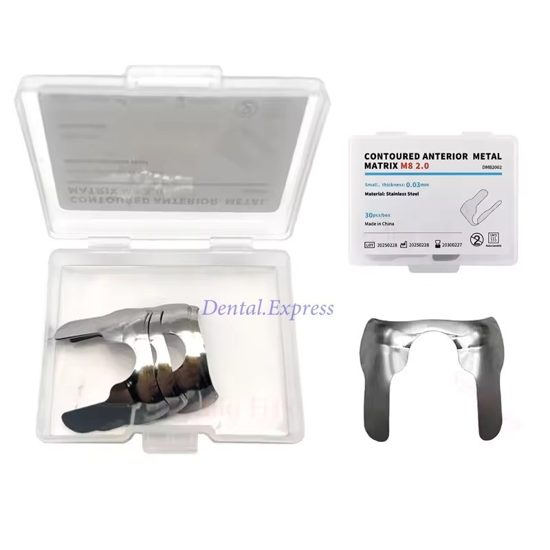 Dental Contoured Anterior Matrix Bands Restoration Metal Matrices System Twin M8