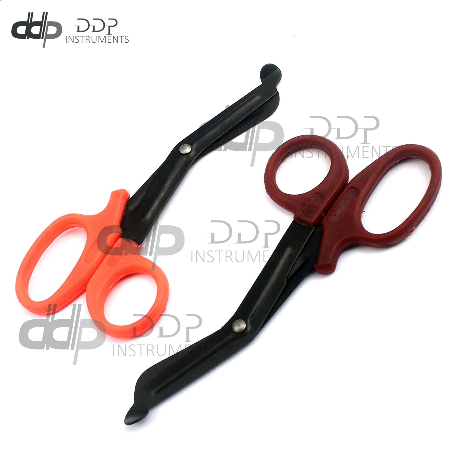 2 (Orange Maroon) Fluoride Black Coated Trauma Paramedic EMT Shear Scissor 5.5”