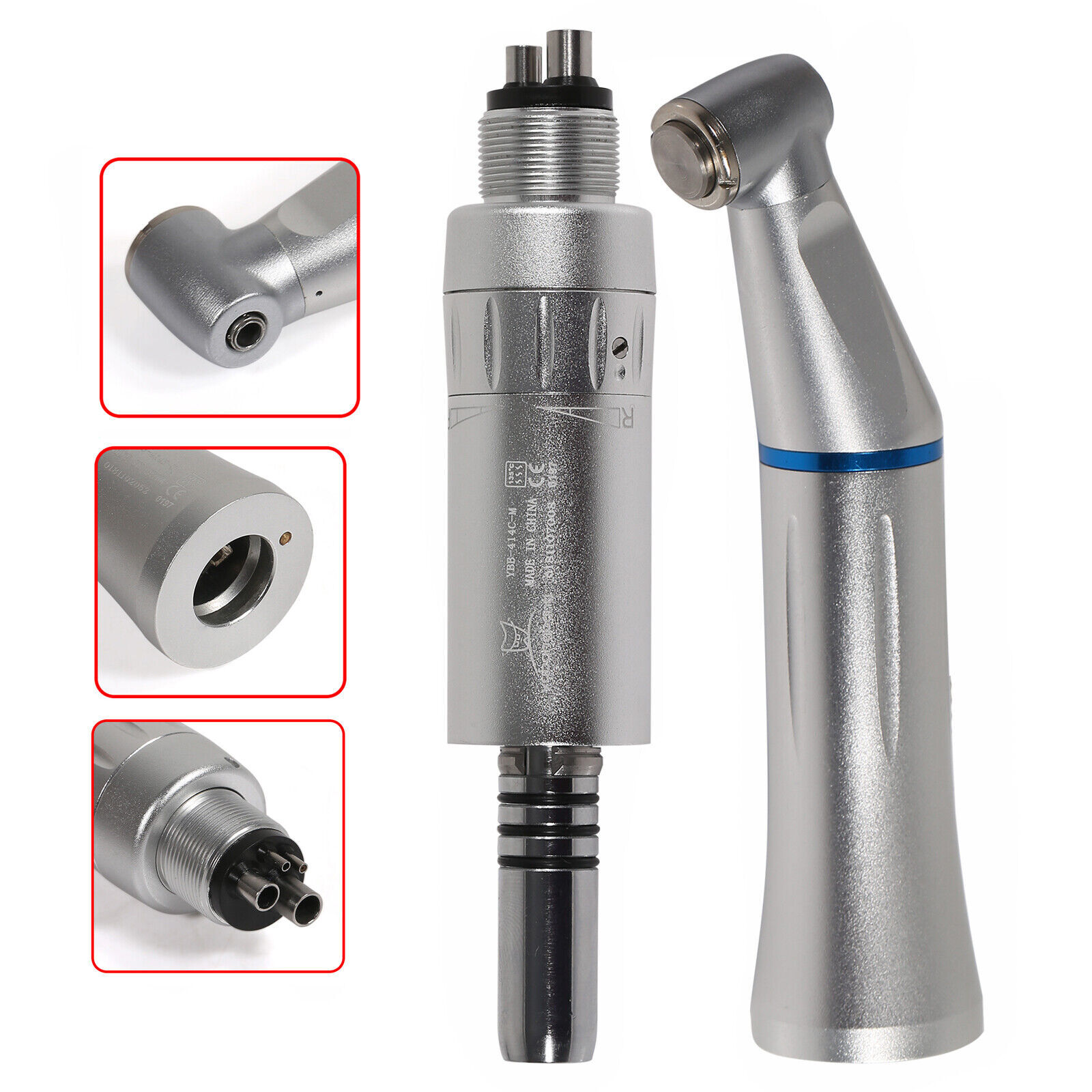 Dental Slow Low Speed Handpiece Push Contra Angle NSK Style Air Motor 4Holes