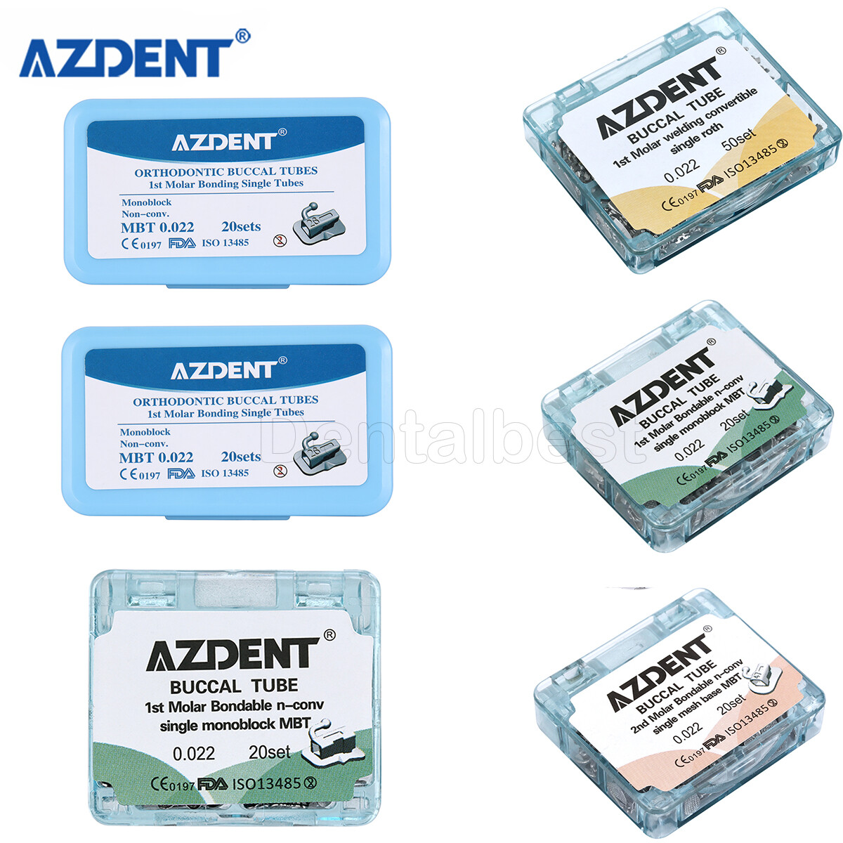 AZDENT Dental Orthodontic Sgl Buccal Tubes 1st 2nd Molar Tube Roth MBT.022 .018