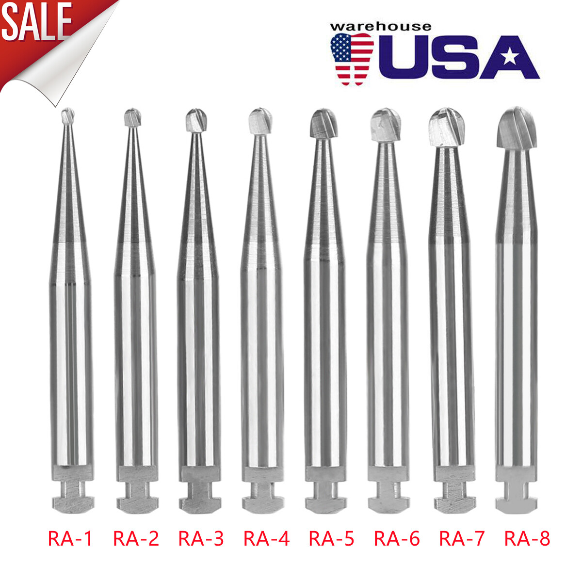 5pcs/pack Dental Round Carbide Bur for Low Speed Latch Type RA 1# -RA 8#