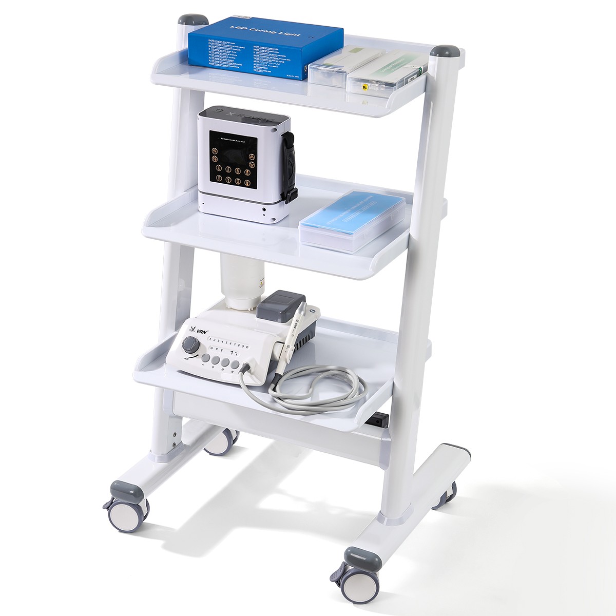 Dental Three-Layers Trolley Cart Mobile Ultrasound Cart Lab Equipment Machine
