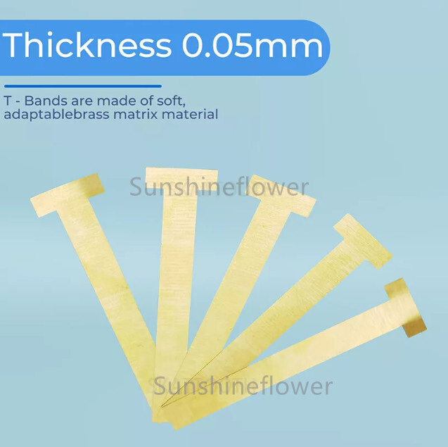 20Pcs/Bag Dental Matrix T-Bands Curved/Straight Brass Tooth Restoration 0.05mm