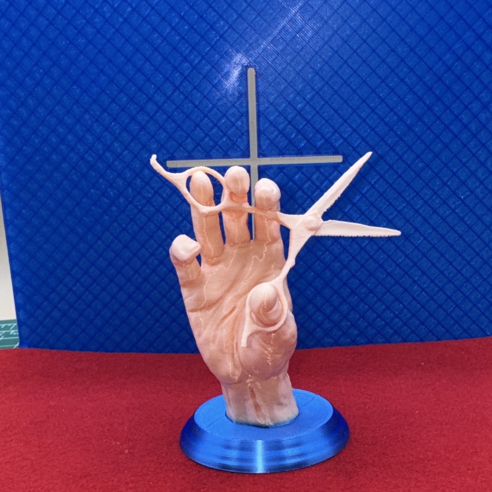 Anatomical Hand Model w/ Scissors & Razor on Stand, Cosmetology, Beige