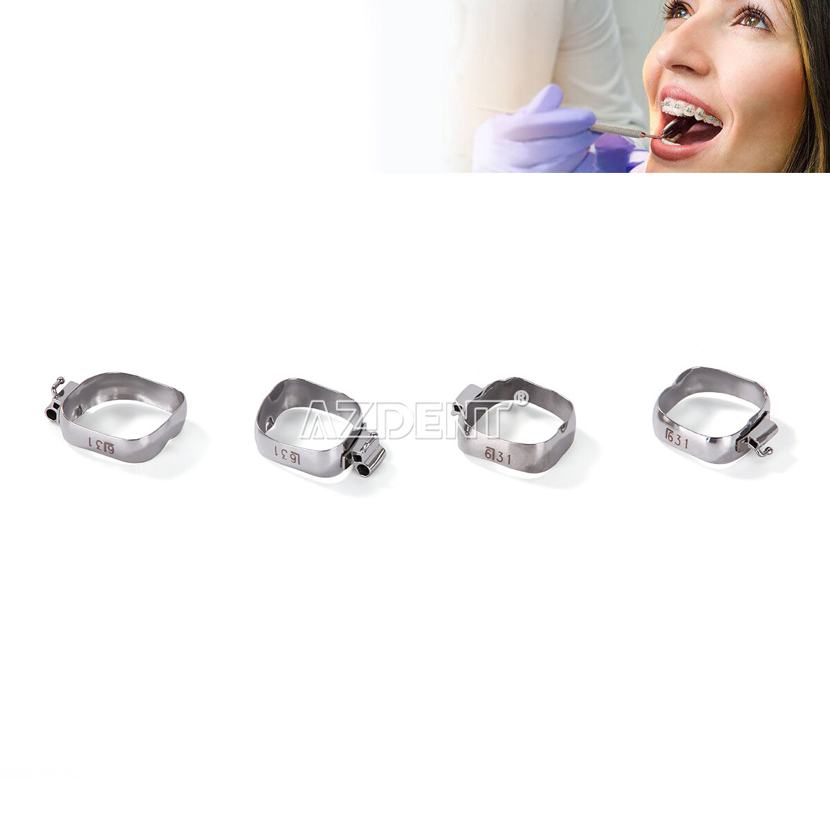 80Pcs AZDENT Dental Orthodontic 16#-35 Bands with Buccal Tube 1st Molar Roth.022