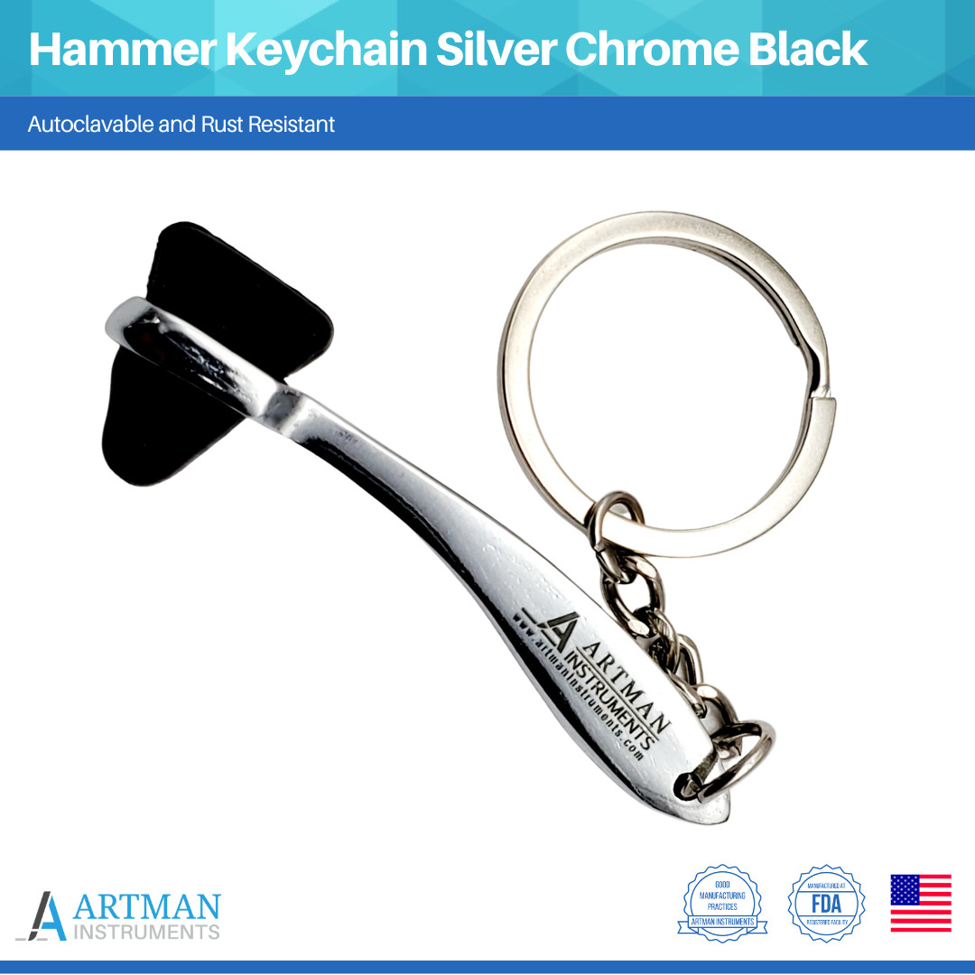 Reflex Hammer Keychain Silver Chrome Black ARTMAN