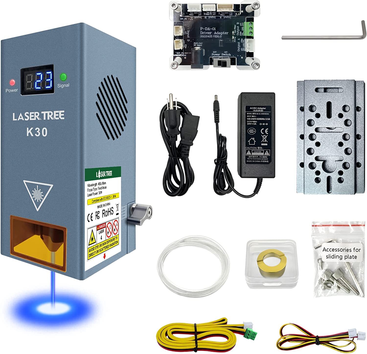 K30 30W+ Optical Power Laser Engraver Module with Air Assist for Wood and Metal