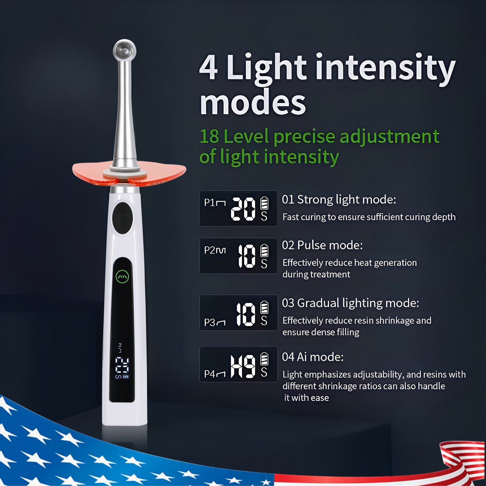 5pcs Dental Wireless LED Cure Curing Light Lamp 2400mw 5W Tool Resin 1 Second