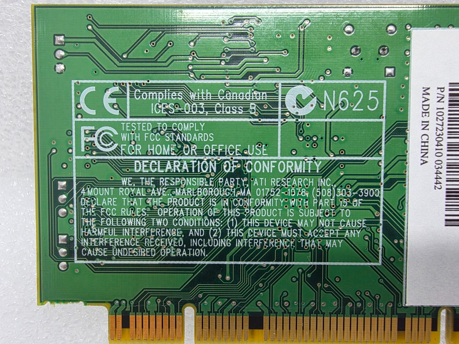 As-Is ATI TECHNOLOGIES PCI Video Graphics Card 109-72300-10