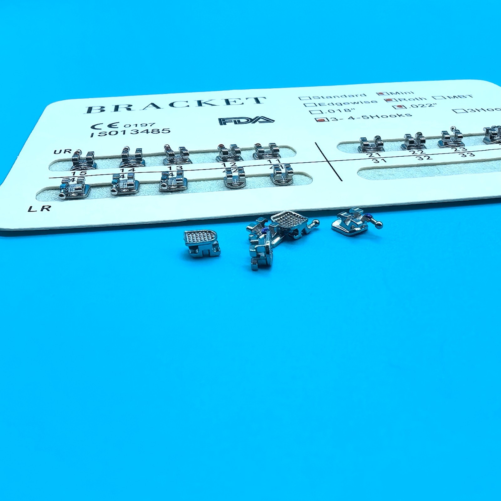 Dental Orthodontic Bracket Braces Mini Roth 022 Hooks 3-4-5 Teeth Alignment