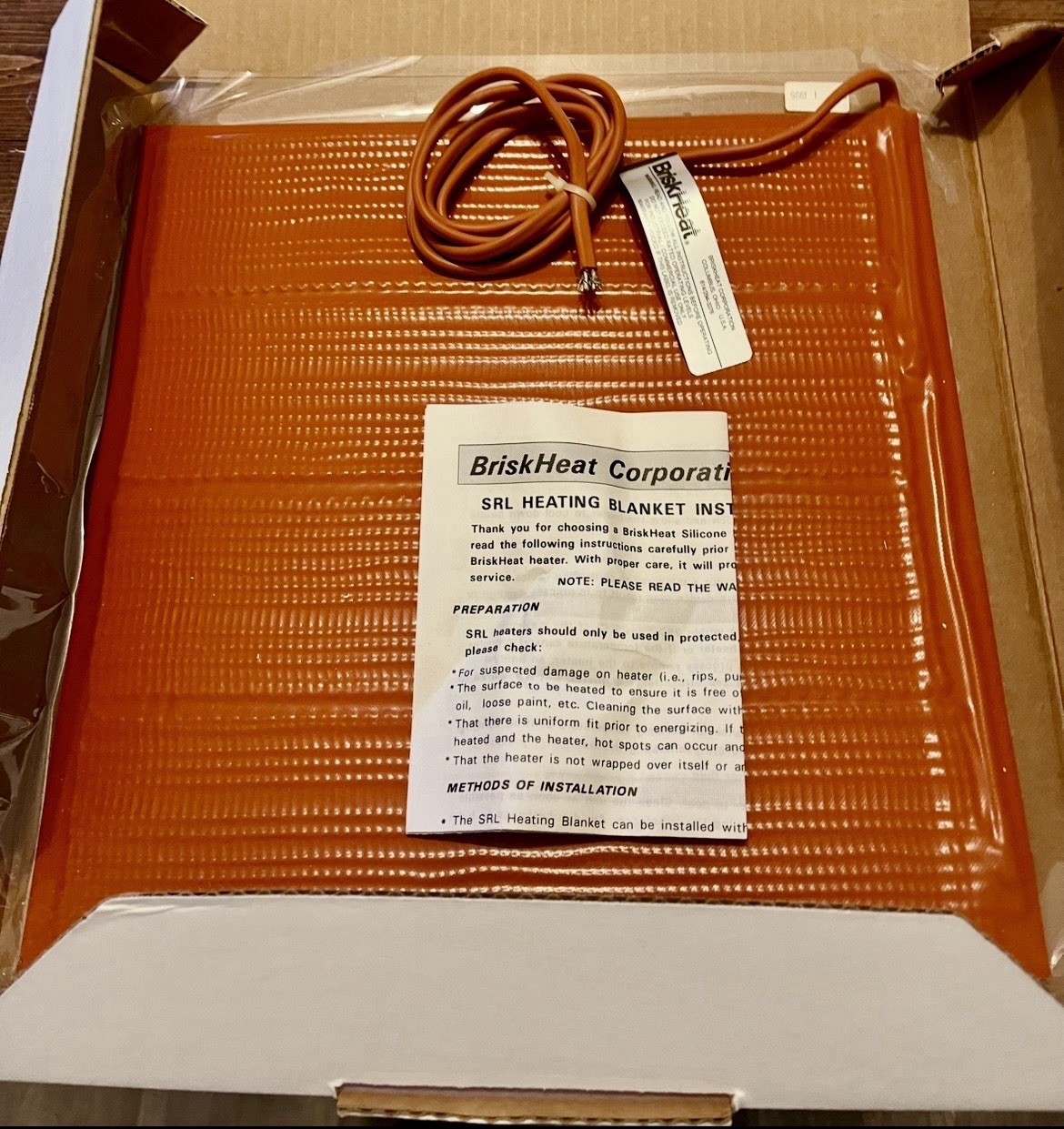 Brisk Heat Srl12121p Heating Blanket, Silicone Rubber, 120V, 360W, 12″W X 12″L,